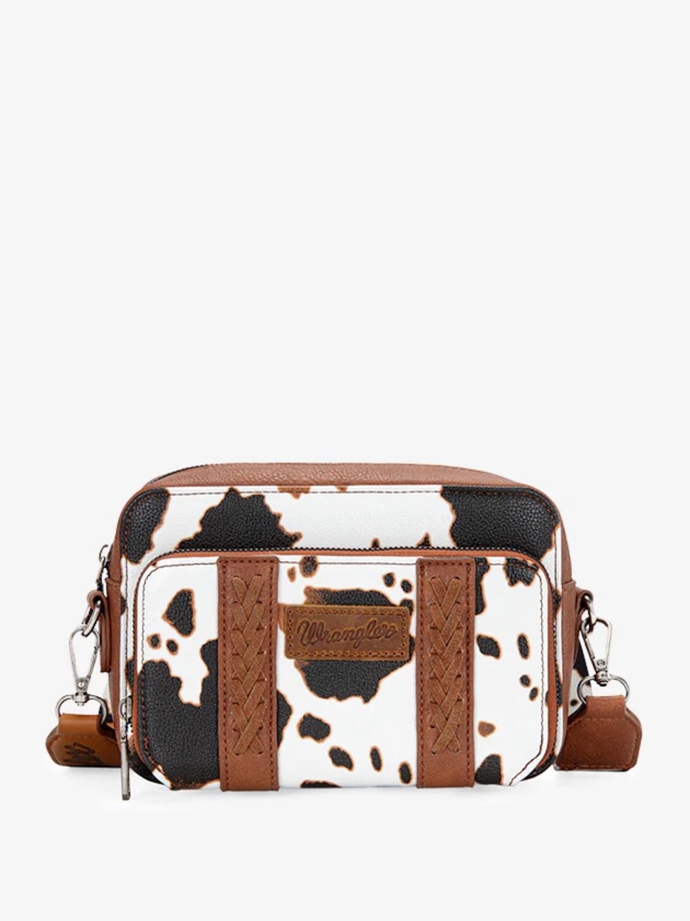 Wrangler Cow Print Crossbody Bag in Brown & White NEW